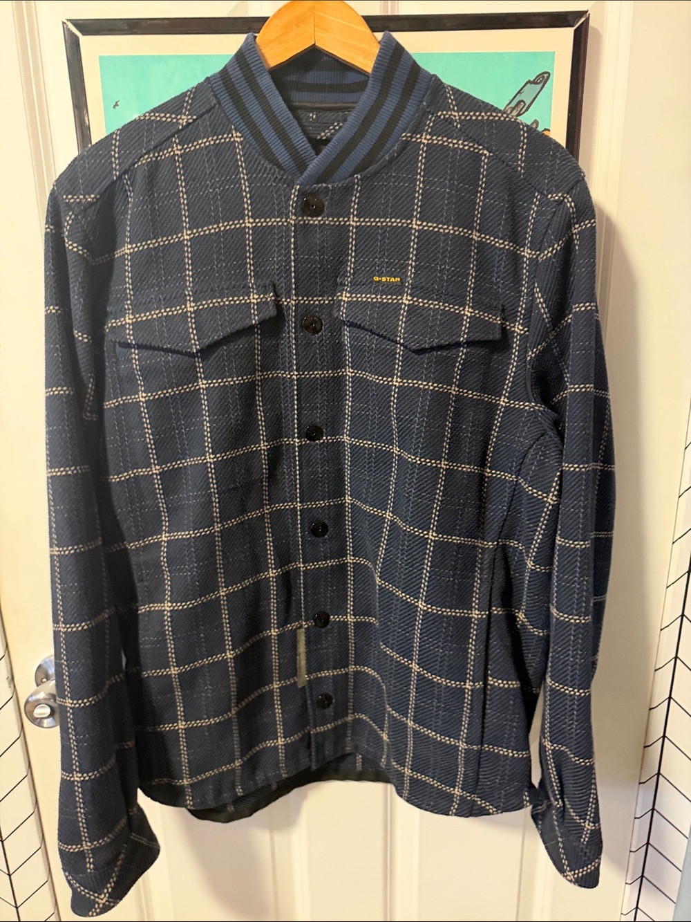 G-Star Blue Windowpane Bomber Jacket